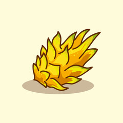 Fresh yellow dragon fruit hand drawn cartoon illustration