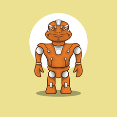 animal vector character frog man mecha robot mascot logo humanoid