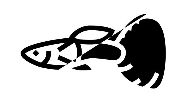 guppy fish line icon animation