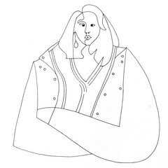 Woman portrait sketch b/w