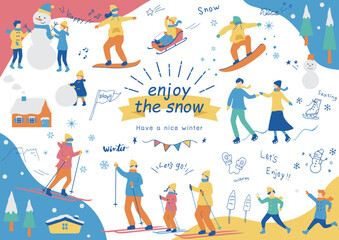 Obraz premium ウインタースポーツを楽しむ人達