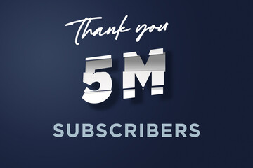 5 Million  subscribers celebration greeting banner with cutting Design