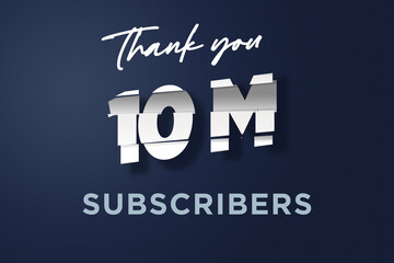 10 Million subscribers celebration greeting banner with cutting Design