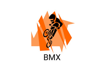 bicycle motocross or BMX sport vector line icon. sport pictogram, vector illustration.