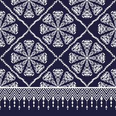Indigo geometric traditional ethnic pattern Ikat seamless pattern abstract design for fabric print cloth dress carpet curtains and sarong Aztec African Indian Indonesian 