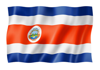 Costa Rican flag isolated on white