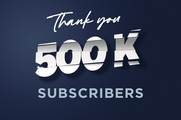 500 K  subscribers celebration greeting banner with cutting Design