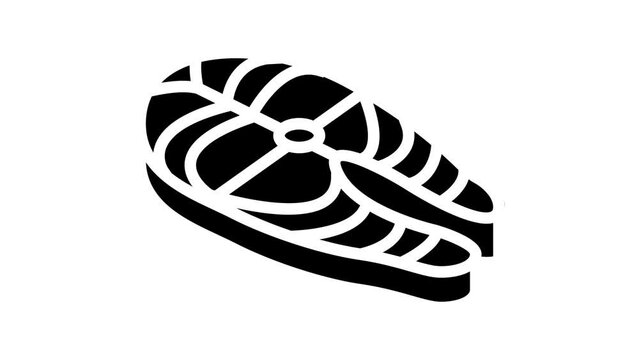 steak salmon line icon animation