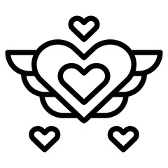 heart wing love wedding icon