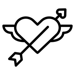 love badge wing heart icon