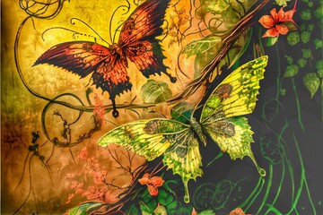 Fototapeta premium Midjourney abstract render of a butterfly