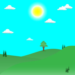 Mountain of nature landscape beautiful sunny and sky vector
