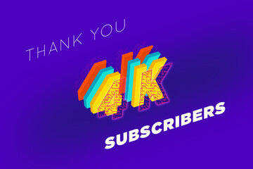 4 K  subscribers celebration greeting banner with tech Design