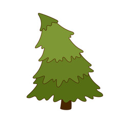 Hand drawing fir tree icon isolated on white background.