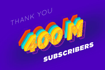 400 Million  subscribers celebration greeting banner with tech Design