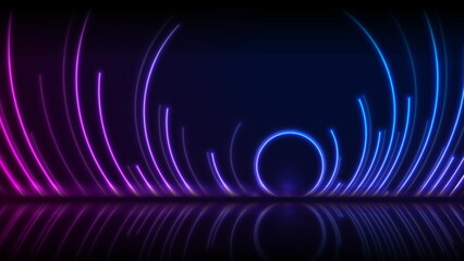 Blue ultraviolet neon laser circles technology background