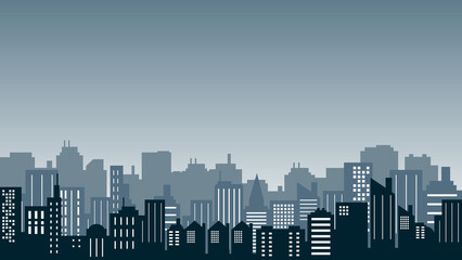 Night view of the city center with shopping malls around it