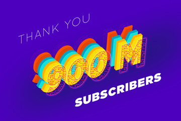 900 Million  subscribers celebration greeting banner with tech Design