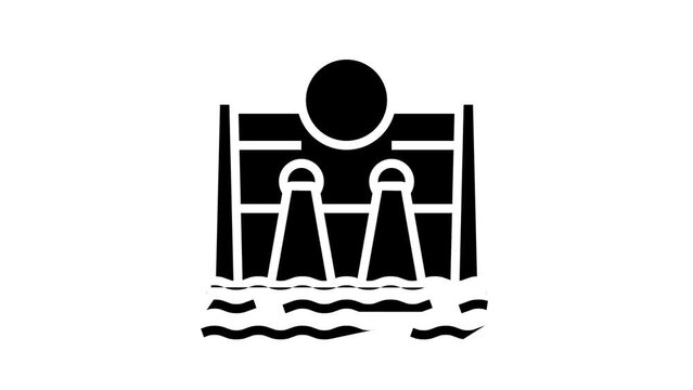 hydroelectricity energy construction line icon animation