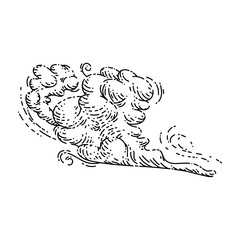 wind cloud sketch hand drawn vector sky weather, cloudy air, summer storm vintage black line illustration