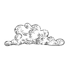 storm cloud sketch hand drawn vector dark cloud, dramatic weather, stormy rain, black thunderstorm vintage black line illustration