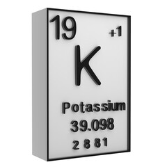 Potassium,Phosphorus on the periodic table of the elements on white blackground,history of chemical elements, represents the atomic number and symbol.,3d rendering