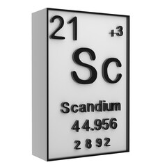 Scandium,Phosphorus on the periodic table of the elements on white blackground,history of chemical elements, represents the atomic number and symbol.,3d rendering