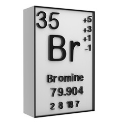Bromine,Phosphorus on the periodic table of the elements on white blackground,history of chemical elements, represents the atomic number and symbol.,3d rendering