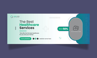 Medical healthcare social media facebook cover template and web banner template