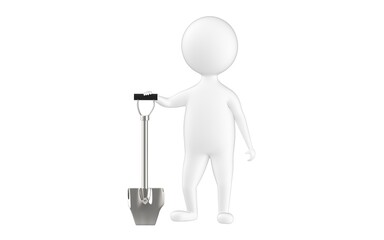 3d character , man and a shovel