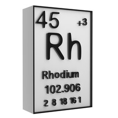 Rhodium,Phosphorus on the periodic table of the elements on white blackground,history of chemical elements, represents the atomic number and symbol.,3d rendering