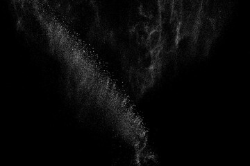 Distressed white grainy texture. Dust overlay textured. Grain noise particles. Rusted black background. Vector illustration. EPS 10.  