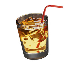 glass of whiskey with ice