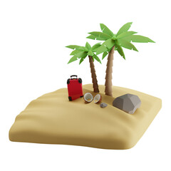 relax on the beach with suitcase