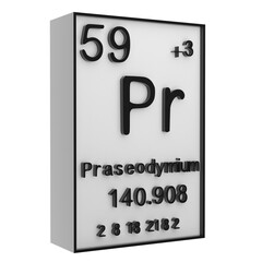 Praseodymium,Phosphorus on the periodic table of the elements on white blackground,history of chemical elements, represents the atomic number and symbol.,3d rendering