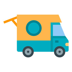 Fototapeta premium camper food truck flat icon