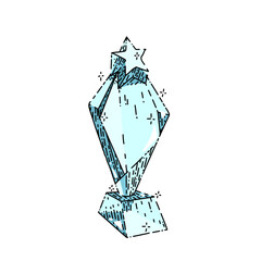 trophy glass hand drawn vector. crystal award, prize cup, base champion trophy glass sketch. isolated color illustration