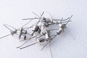 Diodes, electronic components, on a white background.