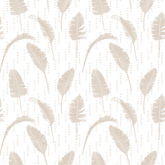 Palm leaves seamless pattern. Hand drawn digital pattern. Tropical leaves. Exotic illustration on white background. 