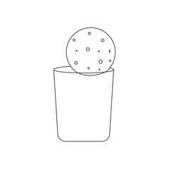 Vector realistic illustration of a glass of milk and cookies. Colorful objects on a white background. 