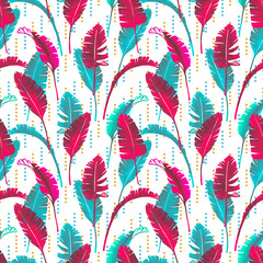 Palm leaves seamless pattern. Hand drawn digital pattern. Tropical leaves. Exotic illustration on white background. 