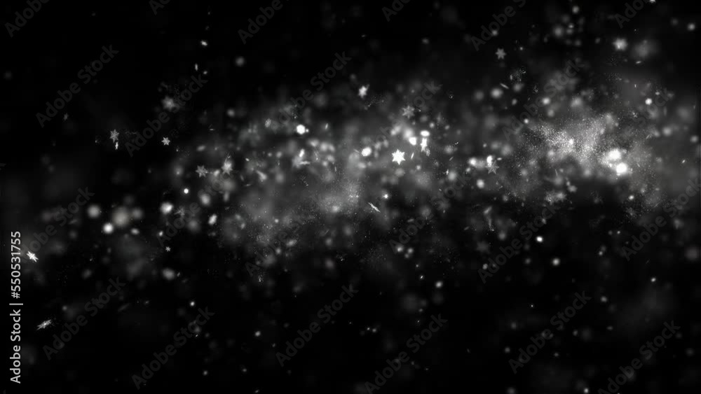Wall mural white snowflakes and frost particles loop background