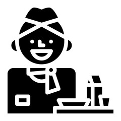 air hostess flight attendant service steward icon