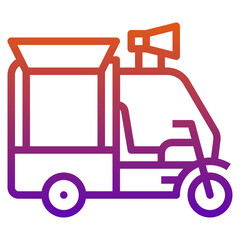 rickshaw food truck gradient line icon