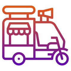 rickshaw food truck gradient line icon