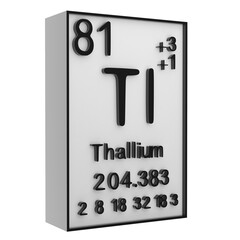 Thallium,Phosphorus on the periodic table of the elements on white blackground,history of chemical elements, represents the atomic number and symbol.,3d rendering