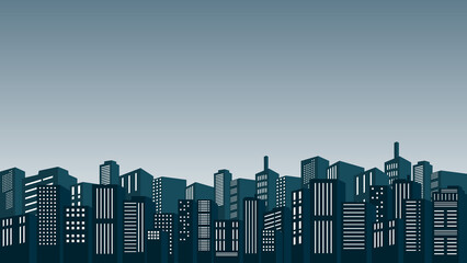 Vector City Background Illustration with shopping mall and apartments
