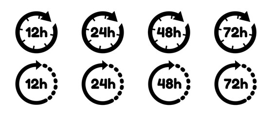 Different Isolated Time Icon 12h To 72h Illustrations 