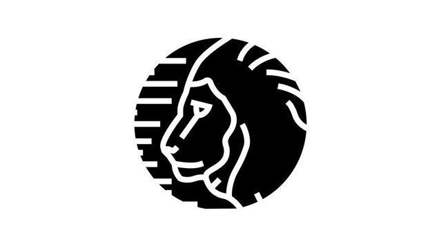 lion zodiac line icon animation