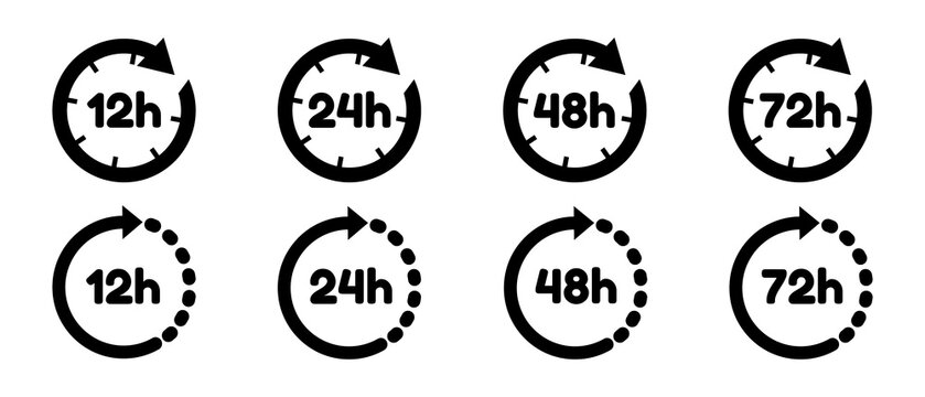 Different Isolated Time Icon 12h To 72h Illustrations 